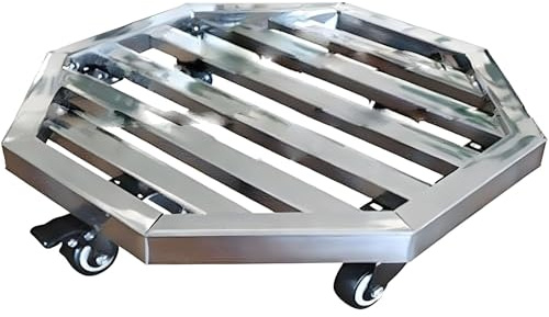 Plateau à Plantes en Métal pour Pots, Soucoupe à Roulettes pour Pots de Fleurs, Plat Inox avec 5 Roulettes pour Déplacer vos Plantes en Pot sur Votre Balcon(40x40x14 cm/16x16x6 in)