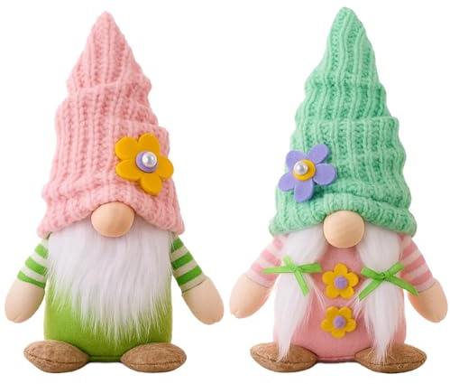 ZYLOUY 2 Stück Kleine Wichtel Plüschpuppen Blume Figuren Frühling Deko | Inspirierte Mini Frühling Figur, FrühlingsdekoPuppe Geschenke für Heimdekoration Muttertag