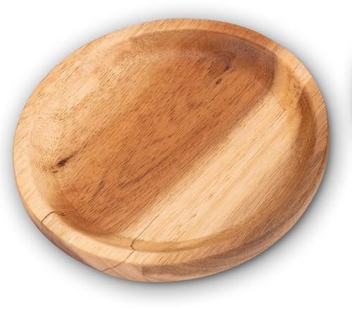 Decorasian 4 Stück Kerzenteller 11cm Holz Akazie – Untersetzer für Stumpenkerzen & Taufkerzen bis 9cm – Massiver Kerzenhalter Rund Natur