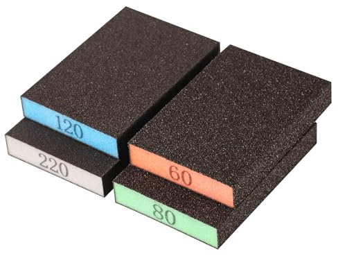 8 Pack Sanding Sponges Assorted Grits (60/80/120/220), Washable Reusable Sanding Blocks for Wood Drywall Metal Furniture Polish, Multi-Purpose Abrasive Pads