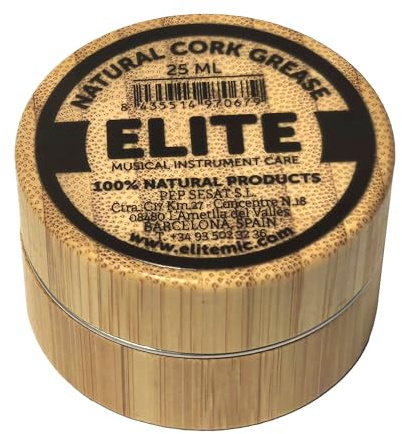 Elite Natürliches Korkfett 25ml - 100% natürliches Fett/Creme für die Pflege des Korks von Musikinstrumenten | Saxophon, Klarinette, Oboe, Fagott, usw.
