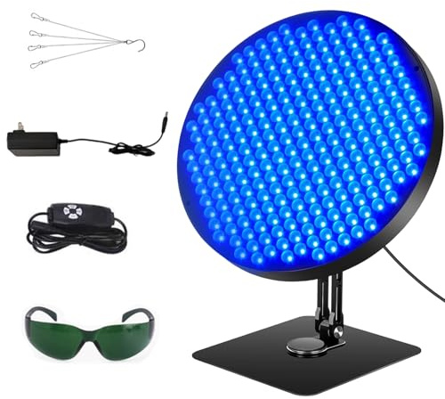 Solarium für Zuhause,460NM Bräunungslicht Solarium mit 250 LEDs,50W Bräunungslampe mit solarium brille,360°Verstellbarem Metallständer & Timer,Bräunungslampe Gesichtsbräuner für Körper und Gesicht