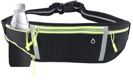 Mecmbj Laufgürtel mit Trinkflasche, Wasserdicht, Handytasche Joggen Unisex | Lauftasche Jogging, Verstellbarem, PU Bauchtasche Damen Herren mit Flaschenhalter für Laufen, Radfahren, Spaziergänge