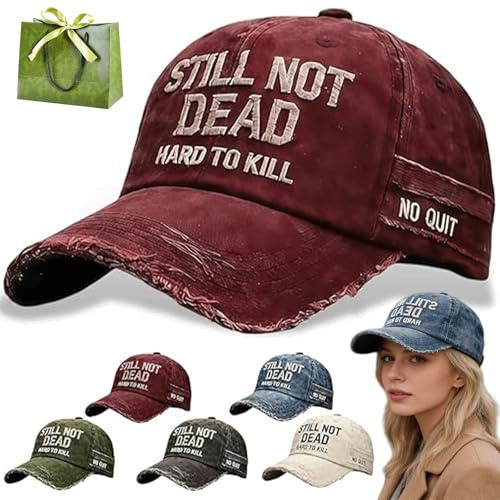 Kidlupe Still Not Dead Baseball Cap - Hard to Kill Vintage Dad Hat, Vintage Dad Hat Break Distressed for Men Women(Red)
