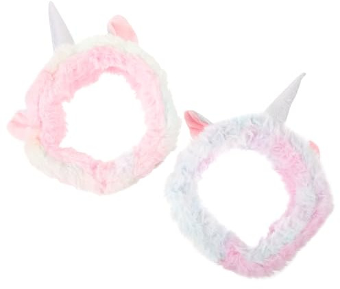 2 Einhorn Dehnbar aus Stück Haarband Packung Stoff Leicht, und Damen | Gesichtwaschen und Spa, Hält Haare Ordentlich, Auffälliges Design, Bequemes für Frauen