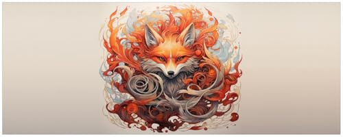 Wallario Küchenrückwand selbstklebend 115 x 50 cm, Motiv: Flammenfuchs | Spritzschutz abwischbar & pflegeleicht