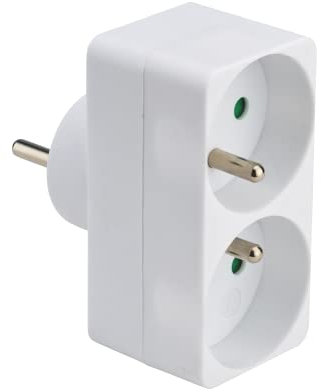 DEBFLEX - Multiprise Biplite Façade 2P+T 16A - Pour Obtenir Deux Branchements Sur une Même Prise - Sécurité Enfant Intégrée - Blanche