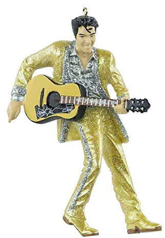 Kurt Adler Elvis Presley in Gold Suit Holding Guitar Christmas Ornament