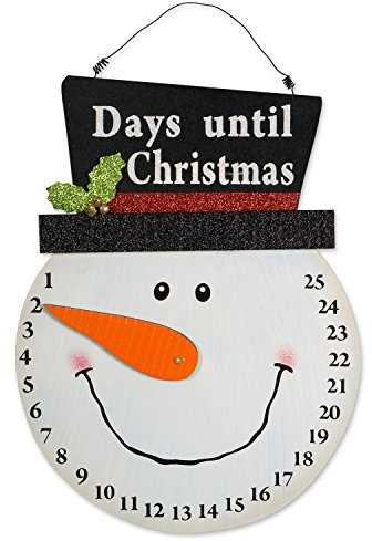 DII Christmas Advent Collection Adventskalender Aufhängen für die Feiertage Holz Wand & Tür Dekoration, Schneemann-Countdown, 16.5x12.75x1