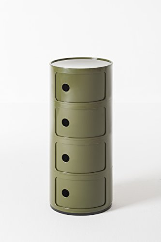 Kartell Componibili Contenitore 4 Elementi, Base Tonda, ABS, Verde, 32 x 32 x 77 cm