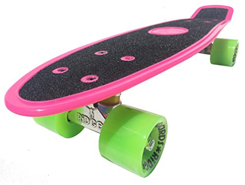 Ridge Skateboards - 55,9 cm Cruiser mit Griptape - Komplettes Skateboard - Pink/Grün