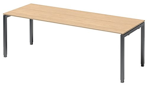 BISLEY Cito Schreibtisch, 650-850 mm höheneinstellbares U-Gestell, Metall, Mp334 Dekor Ahorn, Gestell Anthrazitgrau, 80 x 220 x 85 cm