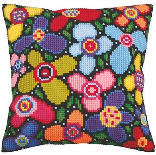Collection d'Art CdA Kreuzstichkissen Blumenlichtung 5259, 40x40cm, Stickbild vorgezeichnet