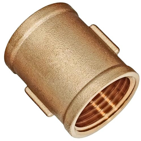 MegaHaustechnik Doppel Muffe Verbinder Kupplung aus Messing 1 1/2 Zoll IG x IG Innengewinde Innendurchmesser 45mm Gewinde Fitting Trinkwasser geeignet Rohr Verschraubung Verbindung Stück Metall