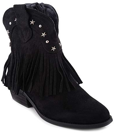 Toocool - Stivali Donna Texani Western Cowboy Frange camoscio Scarpe Casual G631 [37,Nero]