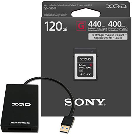 Sony 120GB (128GB pre format) XQD High Speed G-Series Flash Memory Card with XQD USB 3.0 Reader ( Read 440MB/s and Write 400MB/s) - QDG120F-USB