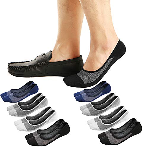 Ueither - Calzini invisibili corti per uomo/donna, traspiranti, super morbidi, in cotone, antiscivolo (Colore 2 (8 Paia),38-43)