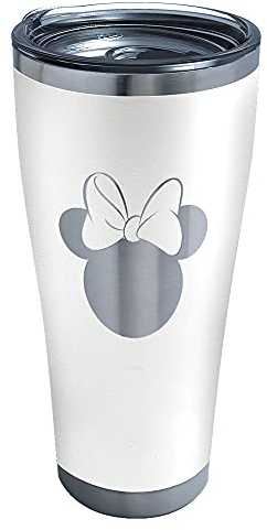 Tervis Disney Minnie Mouse Silhouette Engraved on White Triple Walled Insulated Tumbler Travel Cup Keeps Drinks Cold & Hot, 30oz Legacy, Stainless Steel