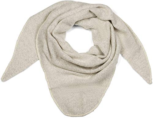 styleBREAKER Damen Großer Strick Dreieck Schal einfarbig meliert | Weiches warmes Winter Dreiecktuch | Strickschal aus Viskose Wolle für kuschlige Looks, Farbe:Creme-Beige
