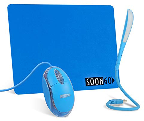 Mini Mouse Pad Kids Mouse for Laptop USB LED Light 3 in 1 Gift Combo Mouse Pad Non-Slip Rubber Base USB Reading Lamp with Dimmable Touch Switch