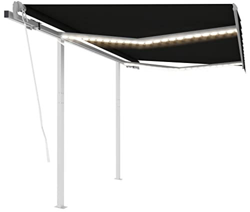 vidaXL Markise Automatisch mit LED Windsensor Gelenkarmmarkise Sonnenmarkise Balkonmarkise Sonnenschutz Sichtschutz Terrasse Garten 3x2,5m Anthrazit