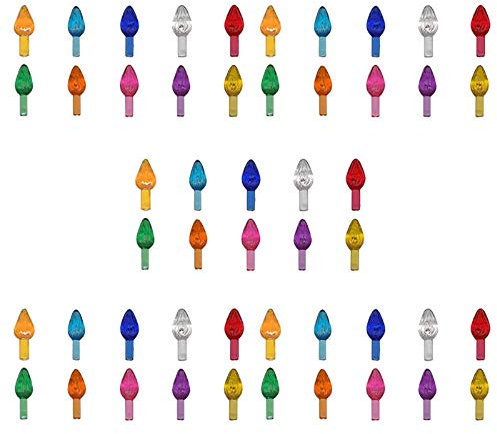 HYLOOD 50Pcs Ceramic Christmas Tree Replacement Lights, Plastic Christmas Tree Light Bulb Assorted Colors Replacement Tree Bulbs DIY for Ceramic Tree