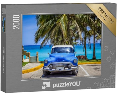 puzzleYOU: Puzzle 2000 Teile „Oldtimer: Buick Steht unter Palmen am Strand, Varadero, Kuba“ – aus der Puzzle-Kollektion Kuba