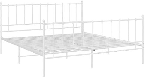 vidaXL Bett Metallbett Schlafzimmerbett Bettgestell Bettrahmen mit Lattenrost Schlafzimmermöbel Doppelbett Schlafzimmer Weiß Metall 180x200cm