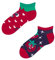 Dedoles Sneaker Socken Low Cut Füßlinge Kinder Mädchen Jungen Baumwolle lustiges Design Geschenk links rechts verschieden, 1 Paar, Farbe Rot, Motiv Happy Strawberries sneaker, Gr. 27-30