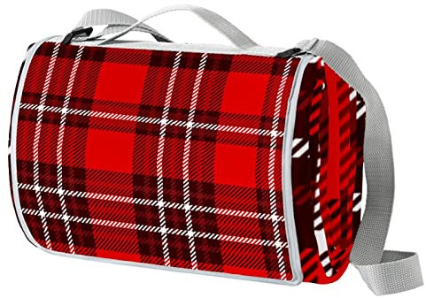 Picknickdecke, wasserdicht, für den Außenbereich, Schwarz, Blau, Weiß, kariert, praktische Picknick-Matte, Tragetasche für Strand, Camping, Wandern, faltbar