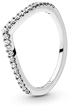 Pandora Wishbone-Ring, funkelnd, Sterlingsilber, mit klarem Cubic Zirkonia