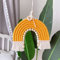EXQUILEG Regenbogen Makramee Woven Wandbehang Wanddeko mit Pompon und Quaste, Boho Handgefertigte Wandteppich Wandbehang Für Kindergeburtstag Deko, Partyzubehör, Wanddeko Kinderzimmer (Gelb)