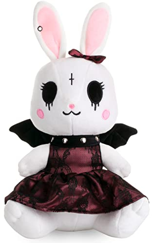 corimori Alice das Gothic-Häschen mit Accessories | 26cm Stofftier, Plüschtier, Hasen-Kuscheltier, weiß schwarz rosa