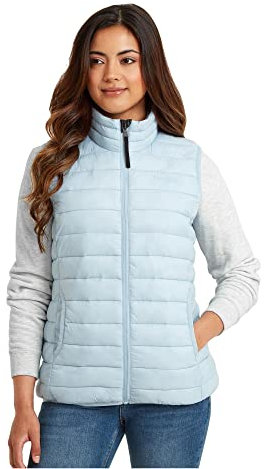 TOG24 Gibson Women's Lightweight Quilted Gilet Padded Puffer Vests Windproof Body Warmer Ladies Sleeveless Jacket Outerwear for Hiking Running Cycling Ice Blue UK22
