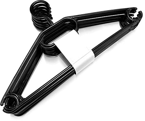 Kleiderbügel Drehbar Schwarz Kunststoff Garderobenbügel Kleider Bügel mit Antirutschrillen Krawattenhalter Wäschebügel Rockhaken (10)