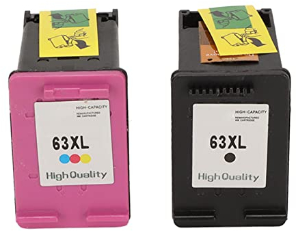 Annadue 2Pcs Tintenpatrone 63XL, Ersatzfarbe + Schwarze Tintenpatrone für OfficeJet 3830,3831,3832,3833,3834,4650,4652,4654,4655,4656,4657,4658,5200,5220,5222,5230,5232,5252,