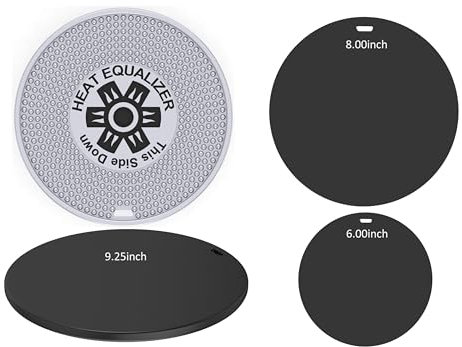 Heat Equalizer-Set of 3 Black Ceramic Finish Heat Diffuser for Gas & Electric Stoves 6”-8”-9.25 inch – Aluminum & Copper Alloy Hot Plate for Even Cooking-Burner Cover & Simmer Plate