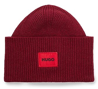 HUGO Herren Xaff 6 Beanie, Dark Red604, Einheitsgröße EU