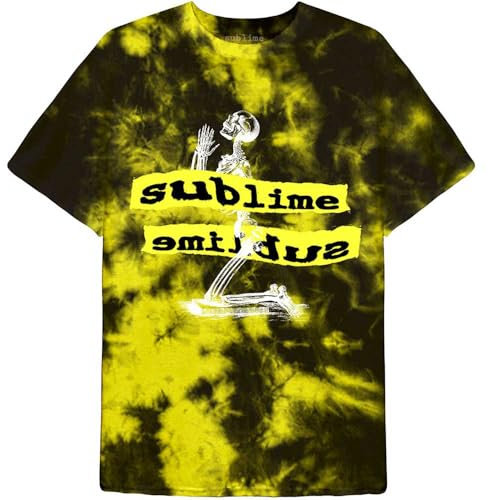 Sublime T Shirt Praying Skeleton Band Logo Official Unisex Dip Dye Yellow XXL