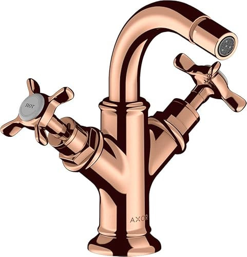 hansgrohe AXOR Montreux 2-Griff-Bidetarmatur, Zugstangen-Ablaufgarnitur, 16520300, Farbe: Polished Red Gold
