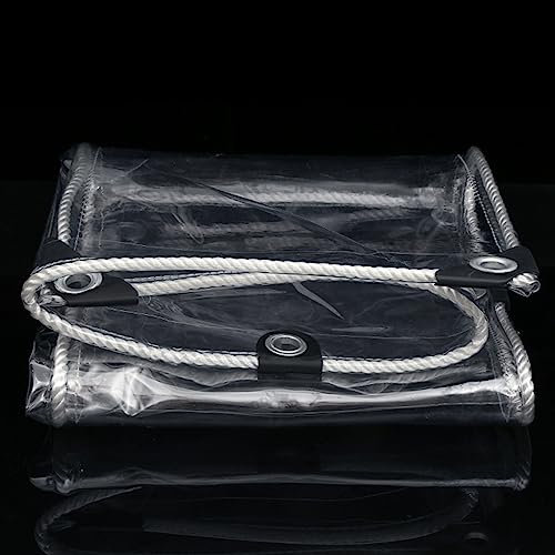 SAGIDAR Telone Trasparente Impermeabile per Esterno, Teloni Occhiellati Rinforzati, Telo Impermeabile Trasparente, Antipioggia Antistrappo, Spessore 0,35 Mm, Giardini Esterni, Serre, Cortili
