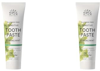 URTEKRAM Bio9 Fluoride Free Strong Mint Toothpaste, 75ml (Packung mit 2)