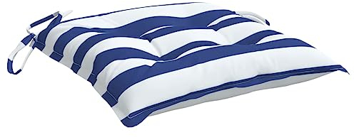 vidaXL Stuhlkissen 6 STK., Kissen für Gartenmöbel Hocker Sofa, Wasserabweisendes Sitzpolster, Sitzkissen Stuhlpolster Gartenkissen, Blau Weiß Gestreift Stoff