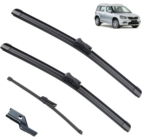 Autowischer kompatibel mit SKODA Yeti 2009–2019, Auto-Wischerblätter vorne und hinten, weiche Gummi-Scheibenwischer, automatische Windschutzscheibe, 24 Zoll, 19 Zoll, 11 Zoll, 2015 2016 2017 2018 (Co