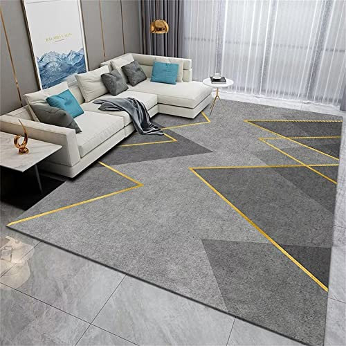 RUGMRZ Teppiche Schlafzimmer Area Rug Graues geometrisches Muster dreieckiges Muster rechteckiges Anti-Rutsch-Muster Webteppich 70 x 140 cm
