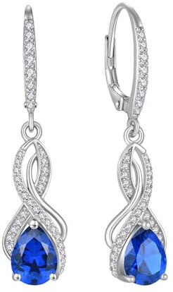 YL Unendlichkeit Ohrringe 925 Sterling Silber Knoten Ohrringe September Geburtsstein Saphir Schmuckgeschenke für Damen Mutter Freundin