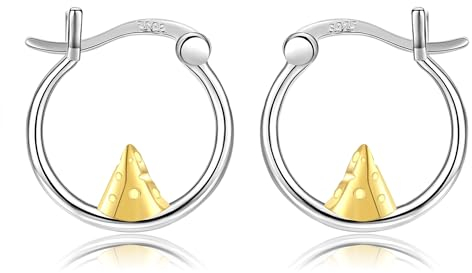 ONEFINITY Käse-Ohrringe für Damen 925 Sterling Silber Süßkäse-Reifenohrringe Lebensmittel Ohrringe für Mädchen