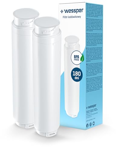 Wessper Filtro de Agua para Frigorífico de Repuesto 2 Piezas para Bosch ULTRACLARITY, 644845, Siemens 740560, Z4500W0 | Elimina el Cloro, Sistema de Agua de ósmosis Inversa - Blanco