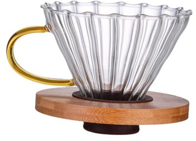 Garneck Filterkaffeetasse kaffeekanne kaffeekännchen Kaffeefilterset Kaffeefilterglas cafepads easy putz Kaffeetasse aus Glas Kaffeefilterkegel einstellen Filterschale Trichter Hölzern