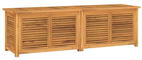 Canditree Coffre de Rangement Extérieur en Bois de Teck Massif 175x50x53 cm | Coffre à Coussin Malle de Stockage pour Jardin Balcon